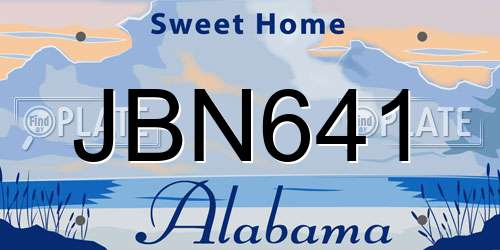 JBN641 Alabama License Plate