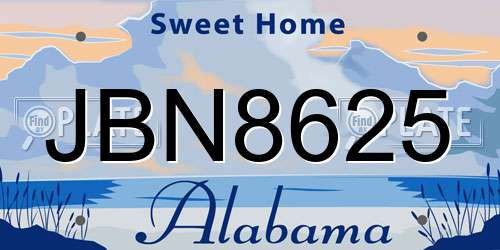JBN8625 Alabama License Plate
