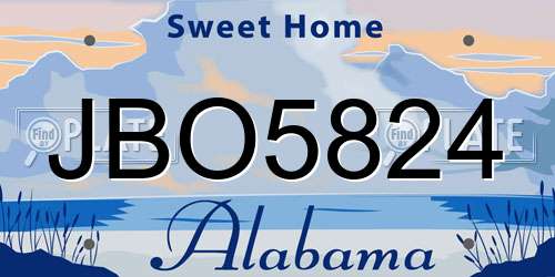 JBO5824 Alabama License Plate
