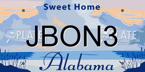 JBON3 Alabama License Plate