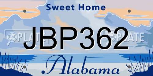 JBP362 Alabama License Plate