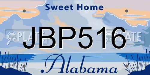 JBP516 Alabama License Plate