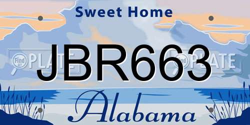 JBR663 Alabama License Plate