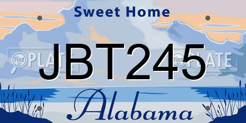 JBT245 Alabama License Plate