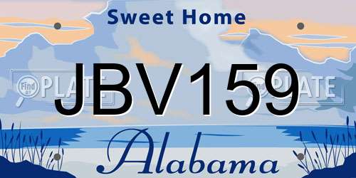 JBV159 Alabama License Plate