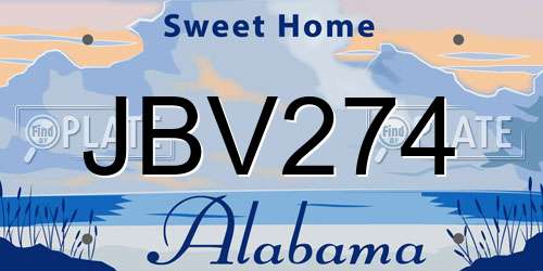 JBV274 Alabama License Plate