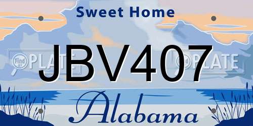 JBV407 Alabama License Plate