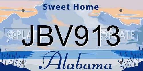 JBV913 Alabama License Plate