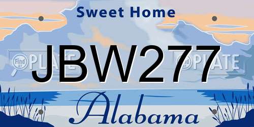 JBW277 Alabama License Plate