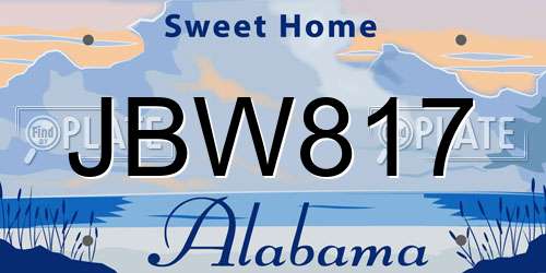 JBW817 Alabama License Plate