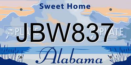 JBW837 Alabama License Plate