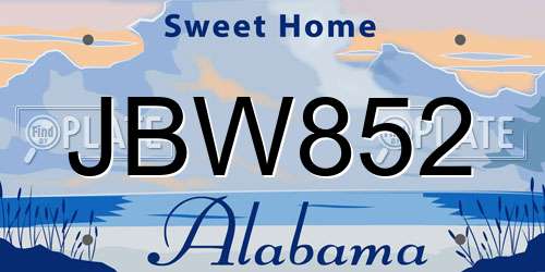 JBW852 Alabama License Plate