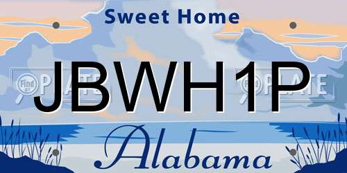 JBWH1P Alabama License Plate