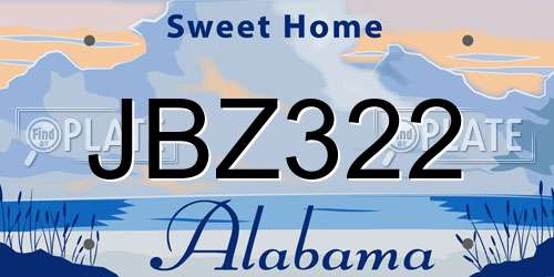 JBZ322 Alabama License Plate