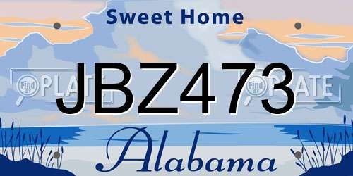 JBZ473 Alabama License Plate