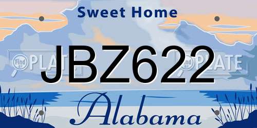JBZ622 Alabama License Plate