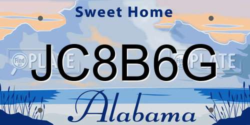 JC8B6G Alabama License Plate