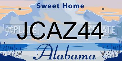 JCAZ44 Alabama License Plate