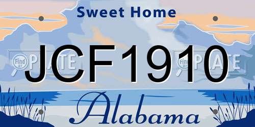 JCF1910 Alabama License Plate