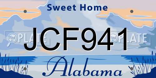 JCF941 Alabama License Plate