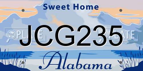 JCG235 Alabama License Plate
