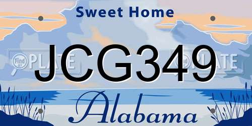 JCG349 Alabama License Plate