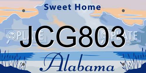 JCG803 Alabama License Plate
