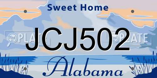 JCJ502 Alabama License Plate