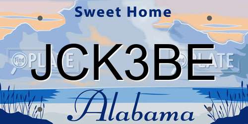 JCK3BE Alabama License Plate