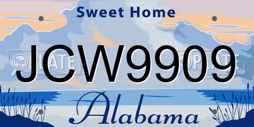JCW9909 Alabama License Plate