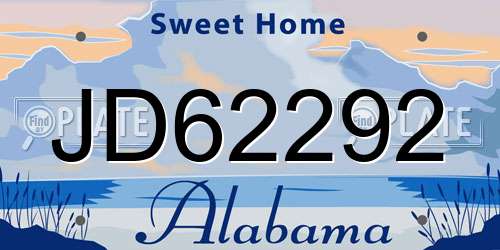JD62292 Alabama License Plate