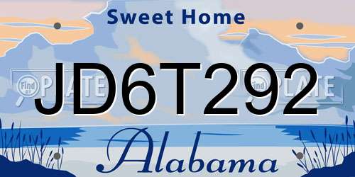 JD6T292 Alabama License Plate