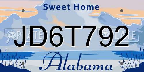 JD6T792 Alabama License Plate