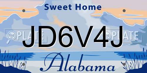 JD6V4J Alabama License Plate