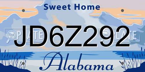 JD6Z292 Alabama License Plate