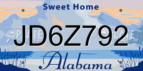 JD6Z792 Alabama License Plate