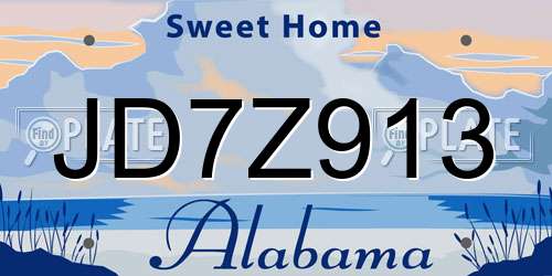 JD7Z913 Alabama License Plate