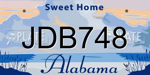 JDB748 Alabama License Plate
