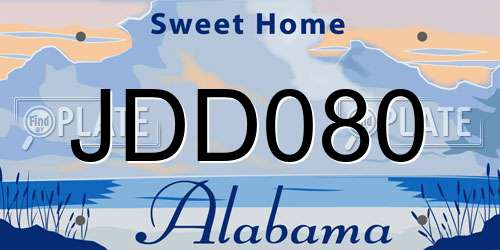 JDD080 Alabama License Plate