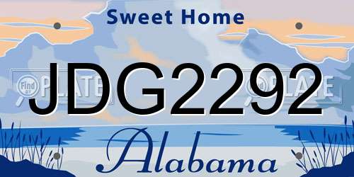 JDG2292 Alabama License Plate