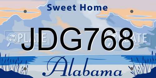 JDG768 Alabama License Plate