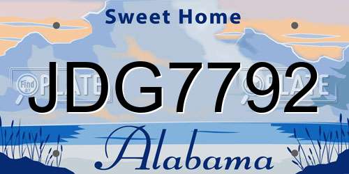 JDG7792 Alabama License Plate