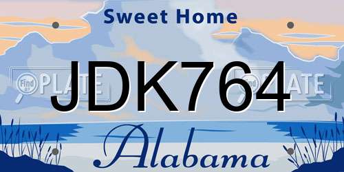 JDK764 Alabama License Plate