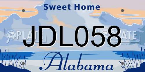 JDL058 Alabama License Plate