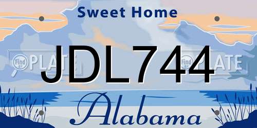 JDL744 Alabama License Plate