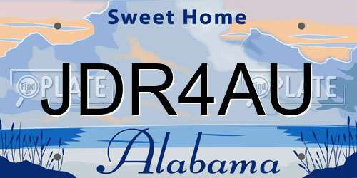 JDR4AU Alabama License Plate