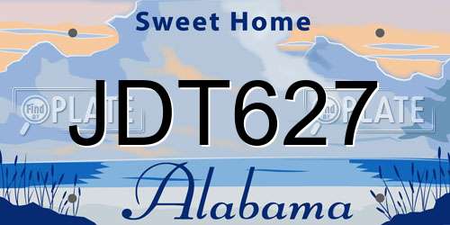 JDT627 Alabama License Plate