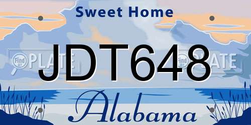 JDT648 Alabama License Plate