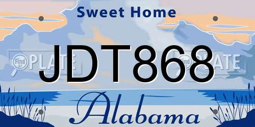 JDT868 Alabama License Plate