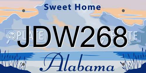 JDW268 Alabama License Plate